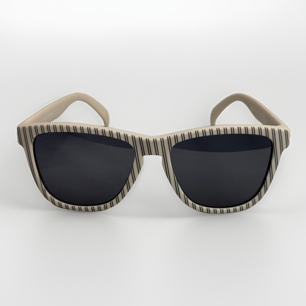 Goodr Clad To The Bone Beige Pinstripe Polarized Sunglasses OGs No Slip Outdoors